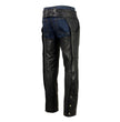 Milwaukee Leather USA MADE MLM5570 Men's Black Enfold Classic Premium Leather Motorcycle Chaps with Jean Pockets