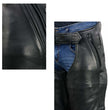 Milwaukee Leather USA MADE MLM5571 Men's Black Rough Rider Premium Leather Motorcycle Chaps with Thermal Liner