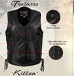 Milwaukee Leather USA MADE MLVSL5002 Women's Black Kitten Leather Motorcycle Vest with Side Laces