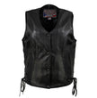 Milwaukee Leather USA MADE MLVSL5002 Women's Black Kitten Leather Motorcycle Vest with Side Laces