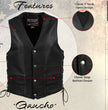 Milwaukee Leather USA MADE MLVSM5003 Men's Black Gaucho Extra Long Back Premium Steerhide Motorcycle Leather Vest