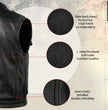 Milwaukee Leather USA MADE MLVSM5004 Men's Black Chaos Premium Dual Closure Motorcycle Leather Vest