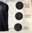 Milwaukee Leather USA MADE MLVSM5005 Men's Black Road Whip Premium Motorcycle Leather Vest with Buffalo Snap Buttons