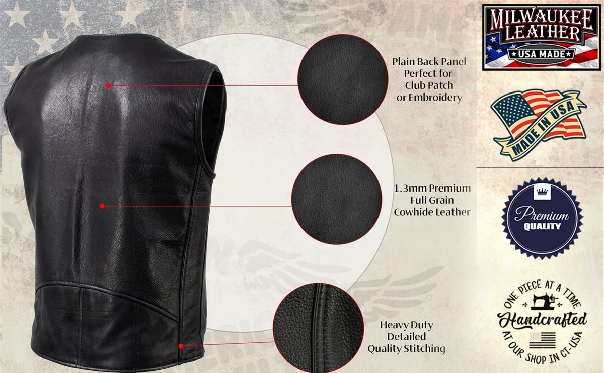 Milwaukee Leather USA MADE MLVSM5009 Men's Black Slinger V-Neck