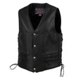 Milwaukee Leather USA MADE MLVSM5003 Men's Black Gaucho Extra Long Back Premium Steerhide Motorcycle Leather Vest