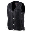 Milwaukee Leather USA MADE MLVSM5005 Men's Black Road Whip Premium Motorcycle Leather Vest with Buffalo Snap Buttons