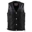 Milwaukee Leather USA MADE MLVSM5005 Men's Black Road Whip Premium Motorcycle Leather Vest with Buffalo Snap Buttons