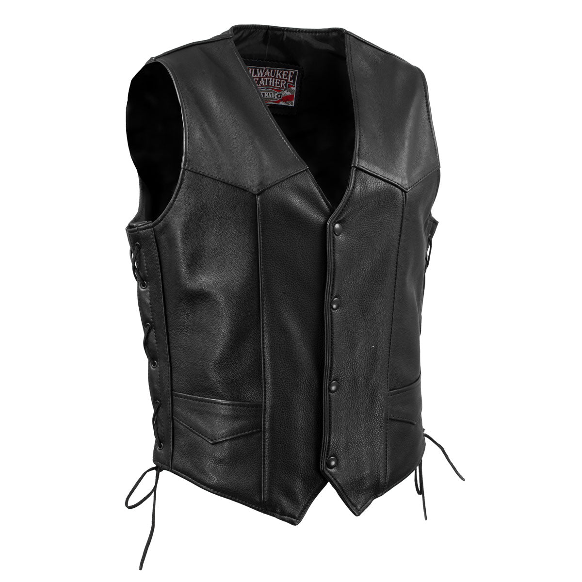 Milwaukee Leather USA MADE MLVSM5008 Men's Black Buster Side Lace