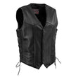 Milwaukee Leather USA MADE MLVSM5008 Men's Black Buster Side Lace Premium Motorcycle Leather Vest