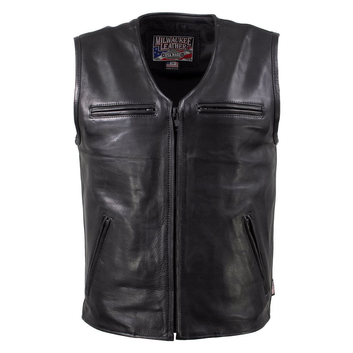 Milwaukee Leather USA MADE MLVSM5009 Men's Black Slinger V-Neck