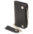 Milwaukee Leather MLW7802 Men's 6” Leather Long Bi-Fold Biker Wallet w/ Anti-Theft Stainless Steel Chain