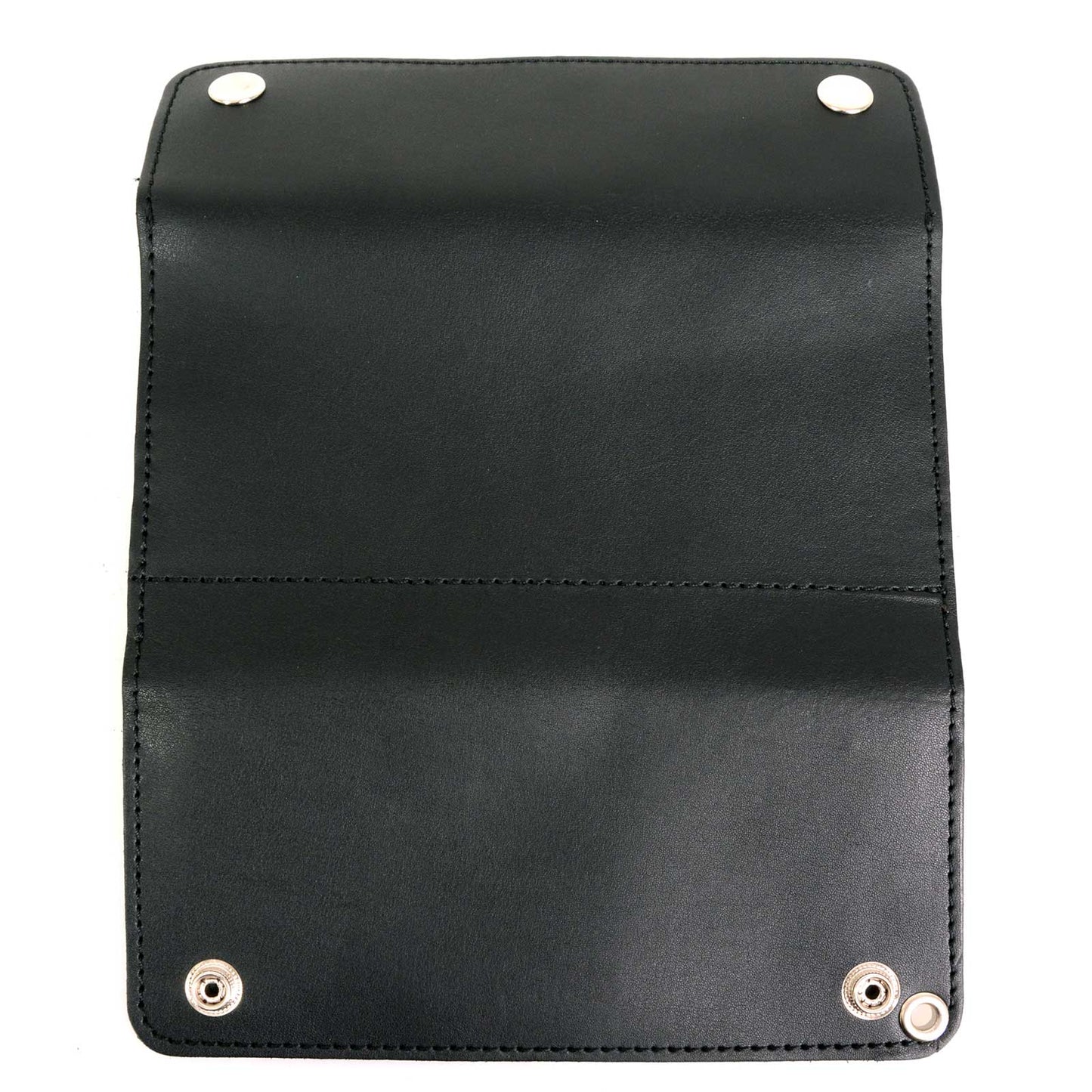 Milwaukee Leather MLW7811 Men's 8” Black Leather Biker Wallet - Bi-Fold w/ Anti-Theft Stainless Steel Chain