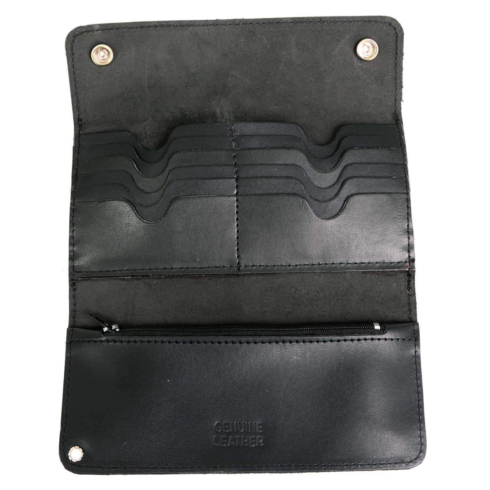 Milwaukee Leather MLW7811 Men's 8” Black Leather Biker Wallet - Bi
