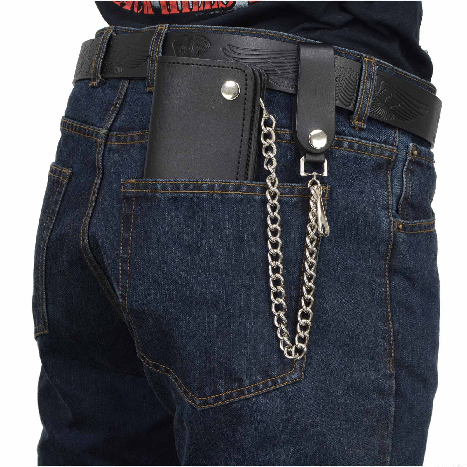 Milwaukee Leather MLW7812 Men's 8” Leather Long Bi-Fold Biker