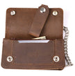 Milwaukee Leather MLW7817 Men's 8” Distress Brown Leather Bi-Fold Biker Wallet w/ Anti-Theft Stainless Steel Chain