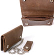 Milwaukee Leather MLW7817 Men's 8” Distress Brown Leather Bi-Fold Biker Wallet w/ Anti-Theft Stainless Steel Chain