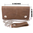 Milwaukee Leather MLW7817 Men's 8” Distress Brown Leather Bi-Fold Biker Wallet w/ Anti-Theft Stainless Steel Chain