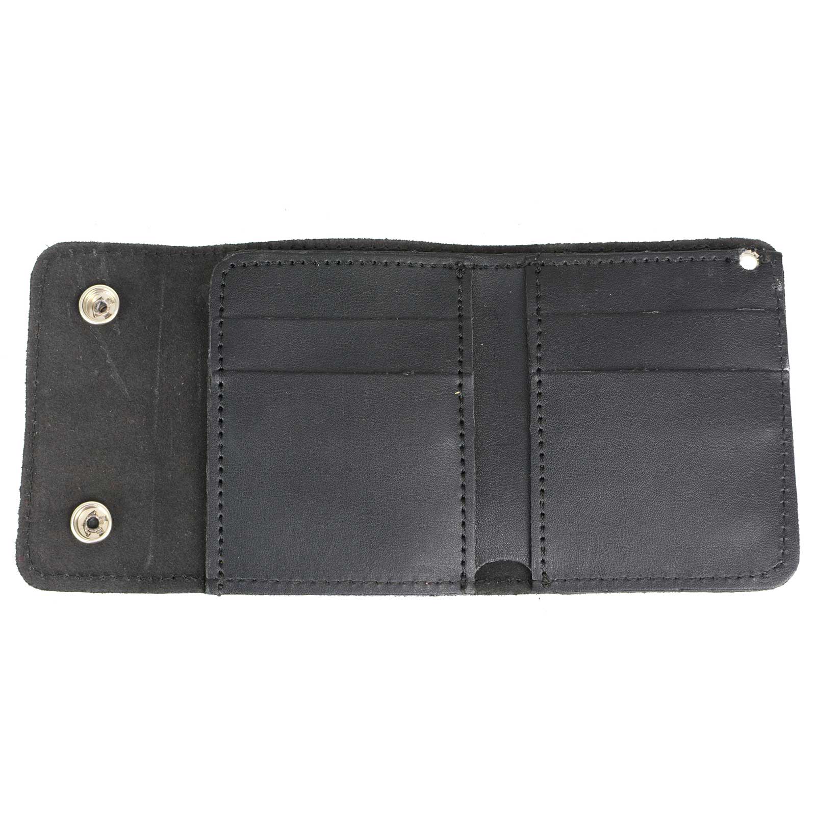 Milwaukee Leather MLW7821 Men's 4” Leather Biker Tri-Fold Wallet w/Buffalo Nickel Snaps Wallet w/ Anti-Theft Stainless Steel Chain