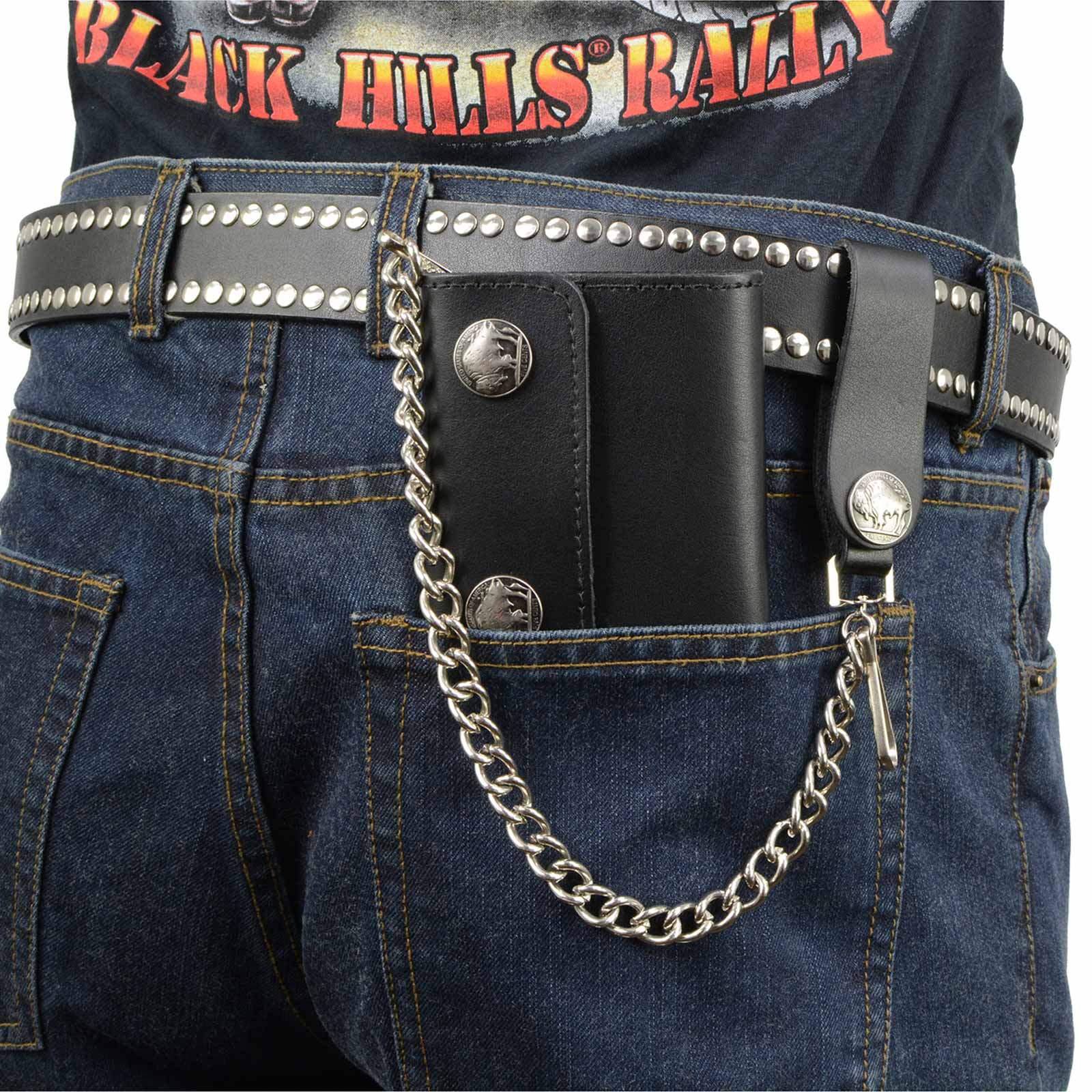 Milwaukee Leather MLW7821 Men's 4” Leather Biker Tri-Fold Wallet w