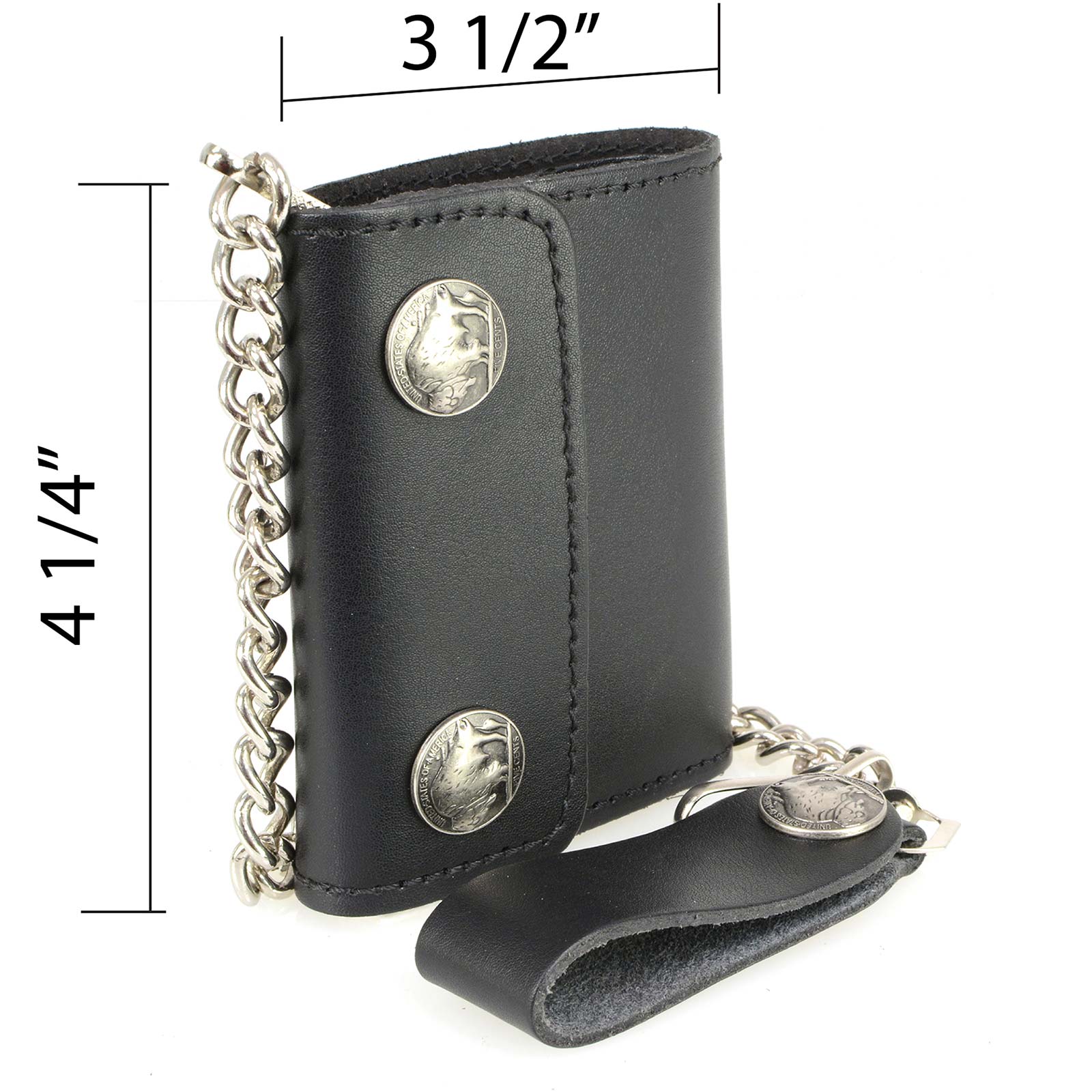 Milwaukee Leather MLW7821 Men's 4” Leather Biker Tri-Fold Wallet w