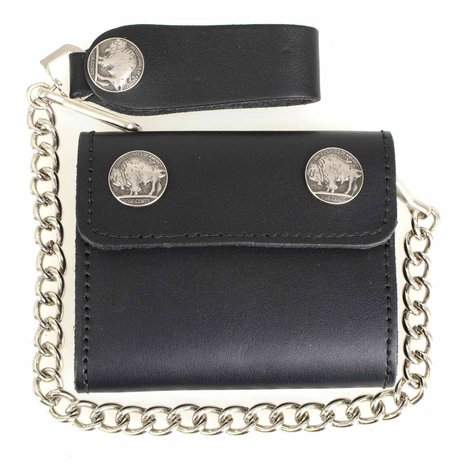 Milwaukee Leather MLW7821 Men's 4” Leather Biker Tri-Fold Wallet w