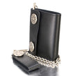 Milwaukee Leather MLW7822 Men's 4.25” Leather Bi-Fold Biker Wallet w/ Anti-Theft Stainless Steel Chain and 44 Mag Nickel Snaps
