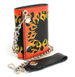 Milwaukee Leather MLW7832 Men's 4” Leather “Flamed” Tri-Fold Biker Wallet w/ Anti-Theft Stainless Steel Chain