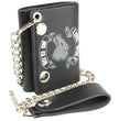 Milwaukee Leather MLW7833 Men's 4” Leather “Lone Wolf No Club” Tri-Fold Wallet w/ Anti-Theft Stainless Steel Chain