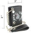 Milwaukee Leather MLW7833 Men's 4” Leather “Lone Wolf No Club” Tri-Fold Wallet w/ Anti-Theft Stainless Steel Chain