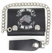 Milwaukee Leather MLW7833 Men's 4” Leather “Lone Wolf No Club” Tri-Fold Wallet w/ Anti-Theft Stainless Steel Chain