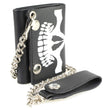 Milwaukee Leather MLW7834 Men's 4” Leather “Skeleton Teeth” Tri-Fold Wallet w/ Anti-Theft Stainless Steel Chain