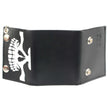 Milwaukee Leather MLW7834 Men's 4” Leather “Skeleton Teeth” Tri-Fold Wallet w/ Anti-Theft Stainless Steel Chain