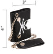 Milwaukee Leather MLW7835 Men's 4” Black Leather Biker Wallet w/ Skull Cross Bones -Tri-Fold Anti-Theft Stainless Steel Chain