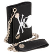 Milwaukee Leather MLW7835 Men's 4” Black Leather Biker Wallet w/ Skull Cross Bones -Tri-Fold Anti-Theft Stainless Steel Chain