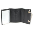 Milwaukee Leather MLW7836 Men's 4” Leather “Triple Skull” Tri-Fold Wallet w/ Anti-Theft Stainless Steel Chain