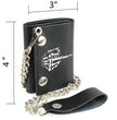 Milwaukee Leather MLW7840 Men's 4” Black Leather Biker Wallet - Tri-Fold Anti - Theft Stainless Steel Chain w/ 