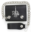 Milwaukee Leather MLW7840 Men's 4” Leather “Skeleton Finger” Tri-Fold Wallet w/ Anti-Theft Stainless Steel Chain