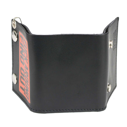 Milwaukee Leather MLW7841 Men's 4” Leather “F.A.F.O.” Tri-Fold Biker Wallet w/ Anti-Theft Stainless Steel Chain