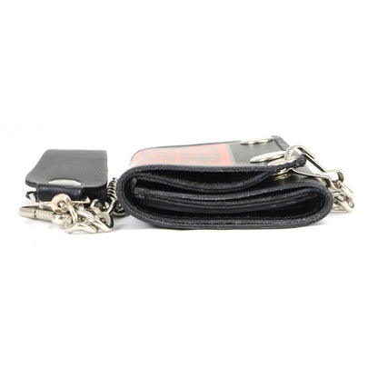 Milwaukee Leather MLW7841 Men's 4” Black Leather Biker Wallet - Tri-Fold Anti-Theft Stainless Steel Chain w/ "F.A.F.O"