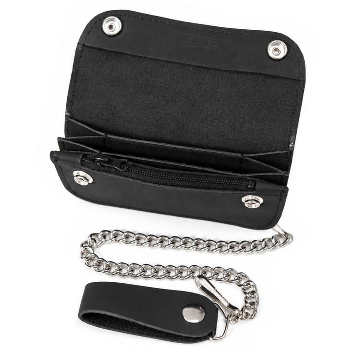 Milwaukee Leather Black Crazy Horse Leather Biker Flap Wallet, MLW7844