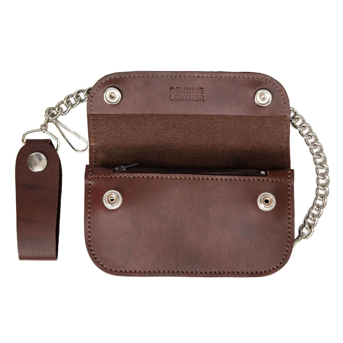 Milwaukee Leather Antique Brown Leather Biker Flap Chain Wallet, MLW7846