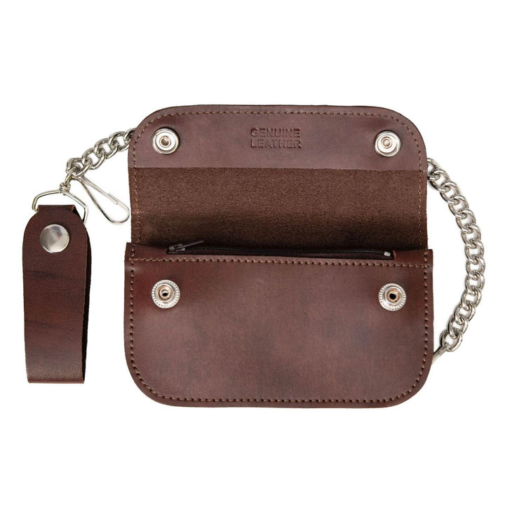 Milwaukee Leather Antique Brown Leather Biker Flap Chain Wallet, MLW7846
