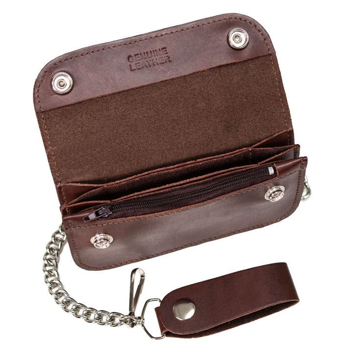 Milwaukee Leather Antique Brown Leather Biker Flap Chain Wallet, MLW7846