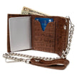Milwaukee Leather Brown Leather Crocodile-Stamped Tri-Fold Wallet, MLW7849