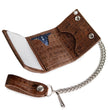 Milwaukee Leather Brown Leather Crocodile-Stamped Tri-Fold Wallet, MLW7849