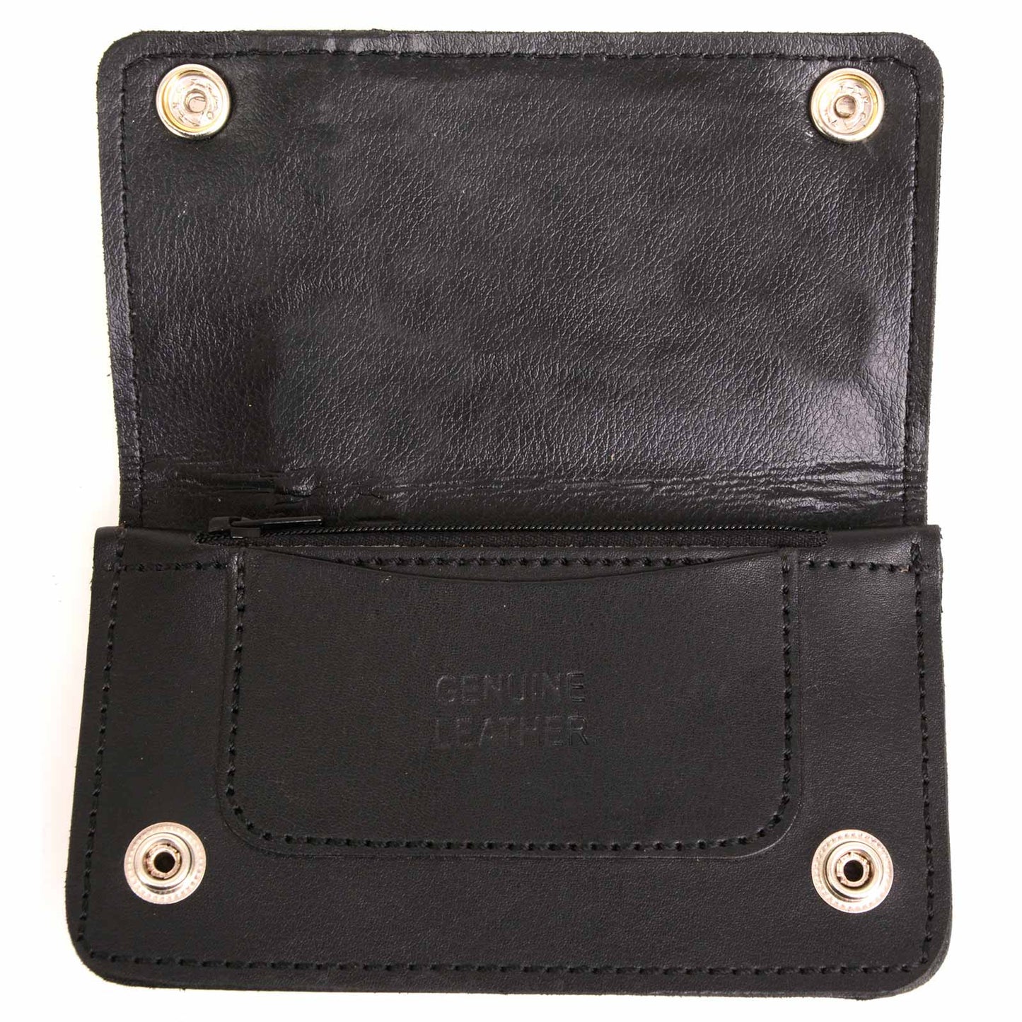 Milwaukee Leather MLW7882 Men's 6” Black Leather Biker Wallet w/ Outer Pocket - Bi-Fold Anti-Theft Stainless Steel Chain