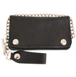 Milwaukee Leather MLW7883 Men's 6” Black Premium Leather Soft Biker Wallet - Bi-Fold Anti-Theft Stainless Steel Chain