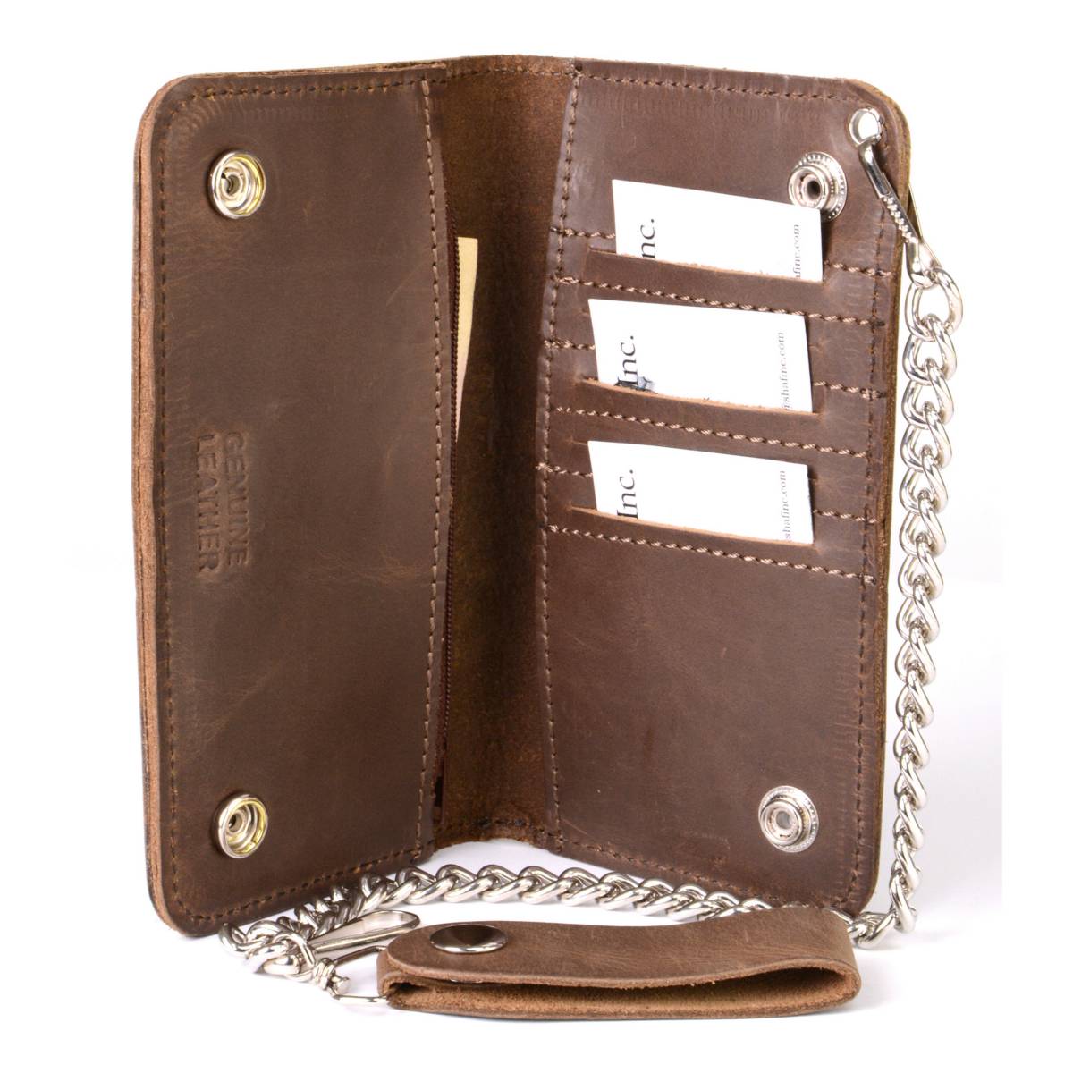 HUSTLERオーダーロングウォレット Milwaukee Leather MLW7887 Men's 6.75” Distress Brown Leather Bi