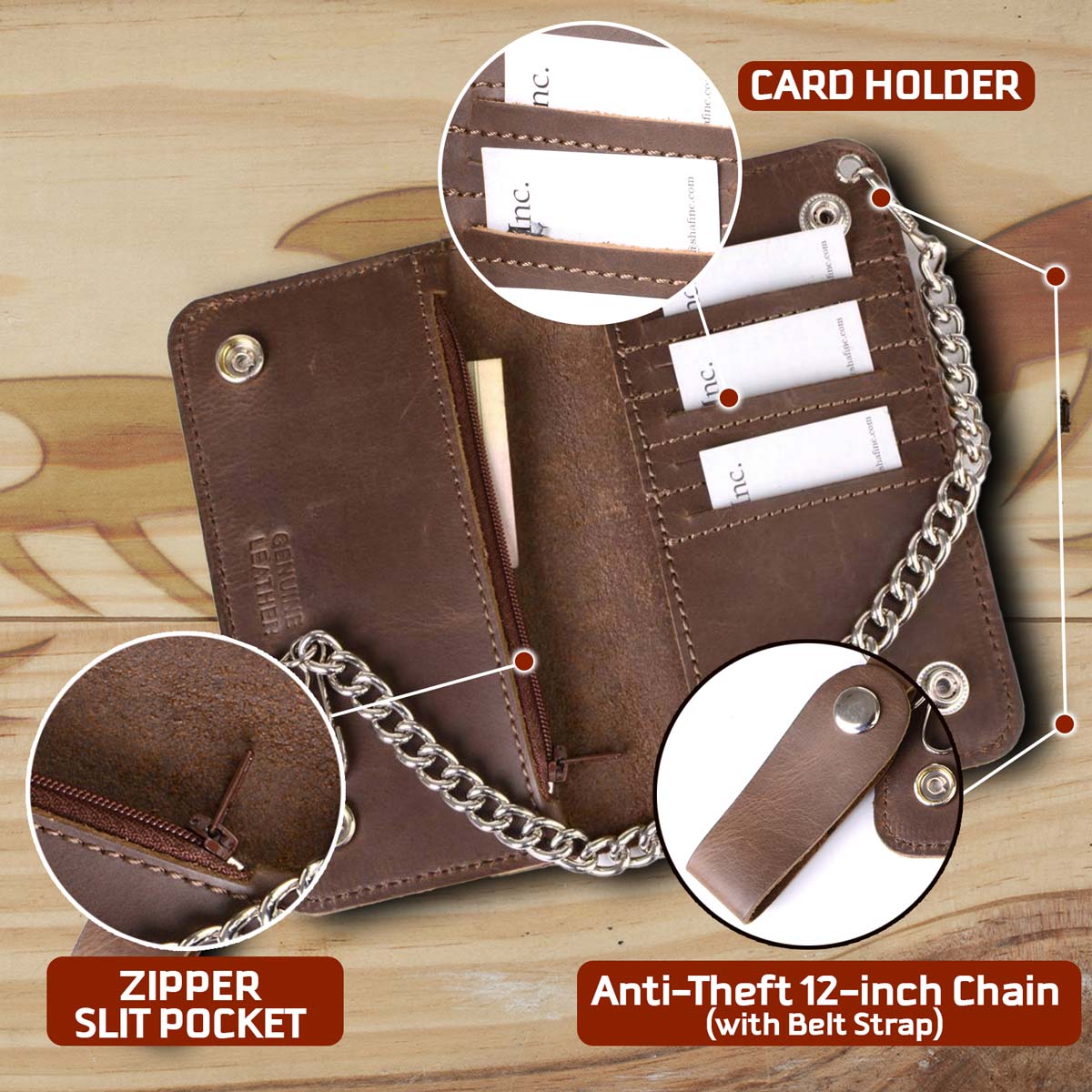 Milwaukee Leather MLW7887 Men's 6.75” Distress Brown Leather Bi
