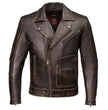 Milwaukee Motorcycle Clothing Co. Men's Unforgiven MC Style Vintage Brown Leather Jacket w/ Lapel Collar MMC10005